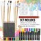 95 Piece Wood Box Easel Painting Set - Oil, Acrylic, Watercolor Paint Colors & Paint Brushes, Oil Artist Pastels, Pencils, Watercolor & Sketch Pads